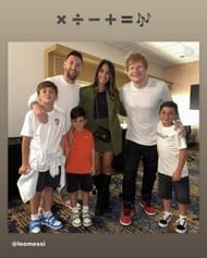 The Messi family meet Ed Sheeran (Pic: Antonela Roccuzzo's Instagram).